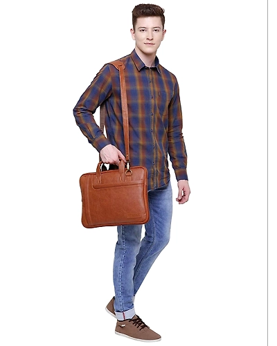 Premium Dove(LOB23-00023) Leather Laptop Bag-4