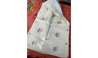 Hand weaved handspun Jamdani cotton fabric (motif designs)