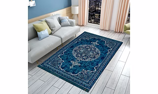 Turquoise Jute Chenille Carpet