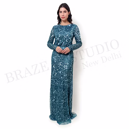ready to ship trendy hand embroidered ladies party dress for party wear, evening wear customized designs logo wholesale