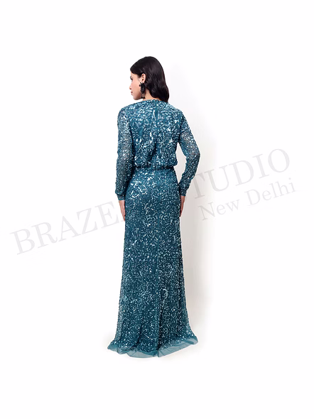Ready to ship trendy  Hand Embroidered Ladies Party Dress for Party wear, Evening Wear customized designs logo wholesale-1
