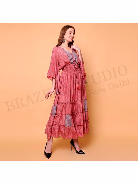 Brazeal Studio Coral Pink Boho Maxi Dress All Size Available Global Buyer Importer-3