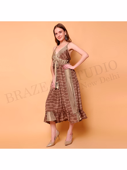 Brazeal Studio Brown Printed Midi Dress All Size Available Global Buyer Importer