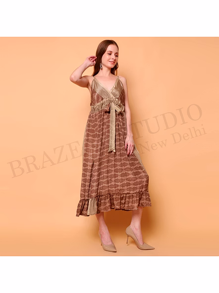 Brazeal Studio Brown Printed Midi Dress All Size Available Global Buyer Importer-2
