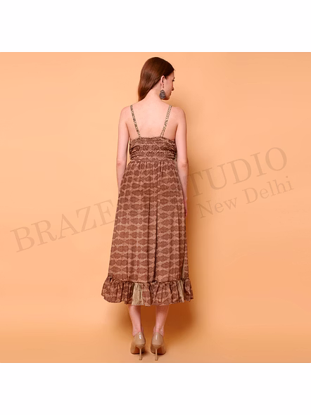Brazeal Studio Brown Printed Midi Dress All Size Available Global Buyer Importer-4