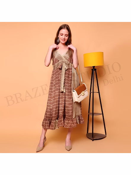 Brazeal Studio Brown Printed Midi Dress All Size Available Global Buyer Importer-5
