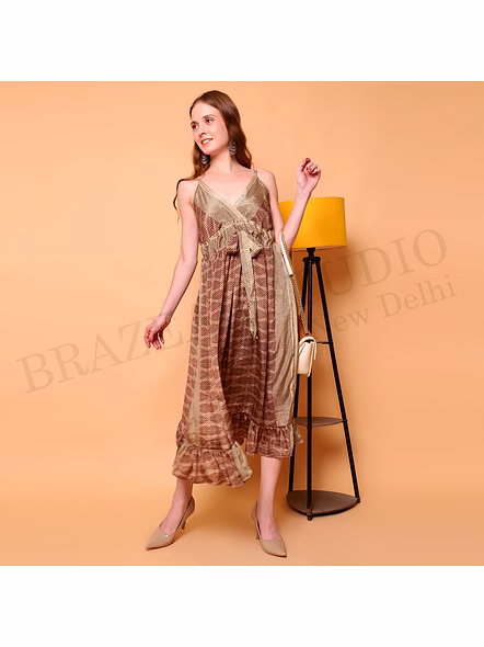 Brazeal Studio Brown Printed Midi Dress All Size Available Global Buyer Importer-6