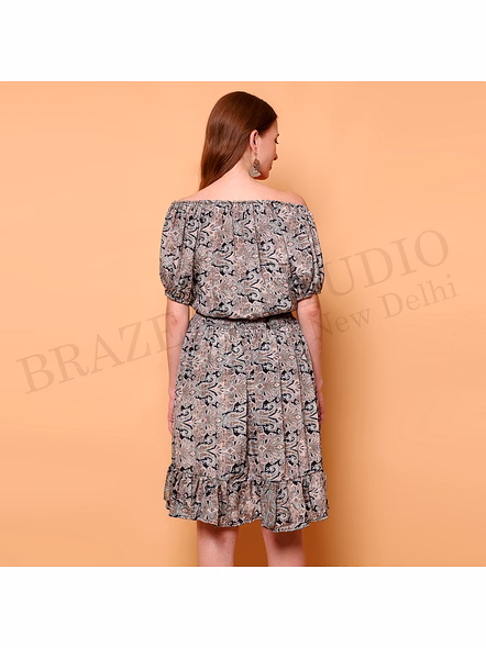 Brazeal Studio Grey Printed Off Shoulder Dress All Size Available Global Buyer Importer-5
