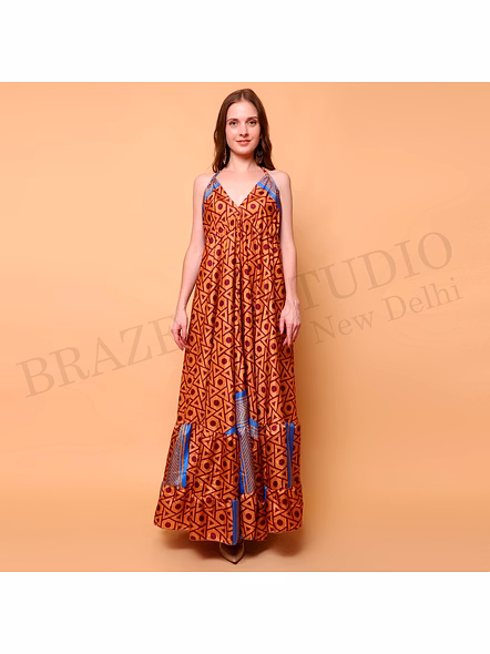 Brazeal Studio Brown Printed Halter Maxi Dress All Size Available Global Buyer Importer