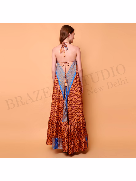 Brazeal Studio Brown Printed Halter Maxi Dress All Size Available Global Buyer Importer-3