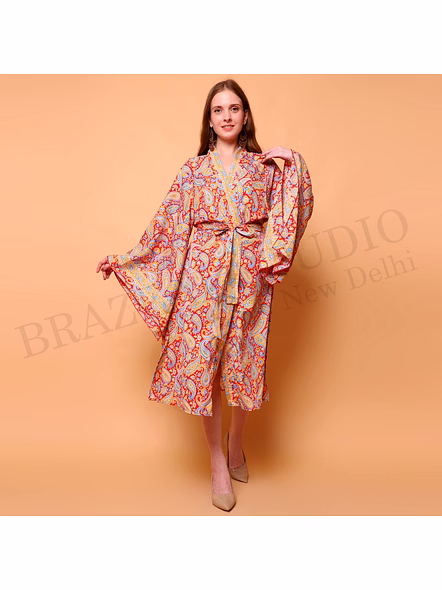 Brazeal Studio Red Paisley Kimono Dress All Size Available Global Buyer Importer
