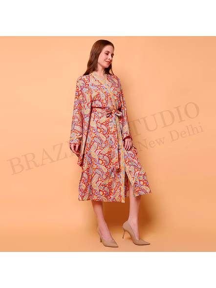 Brazeal Studio Red Paisley Kimono Dress All Size Available Global Buyer Importer-2