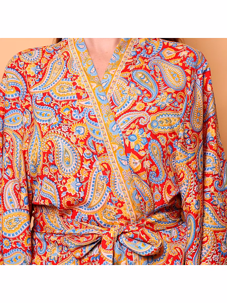 Brazeal Studio Red Paisley Kimono Dress All Size Available Global Buyer Importer-3