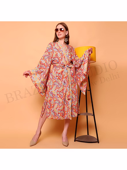 Brazeal Studio Red Paisley Kimono Dress All Size Available Global Buyer Importer-6