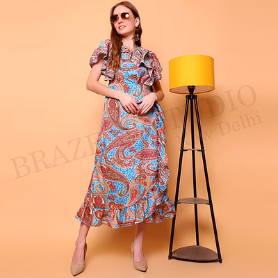 brazeal studio blue paisley printed maxi dress all size available global buyer importer