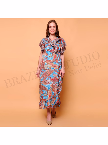 Brazeal Studio Blue Paisley Printed Maxi Dress All Size Available Global Buyer Importer