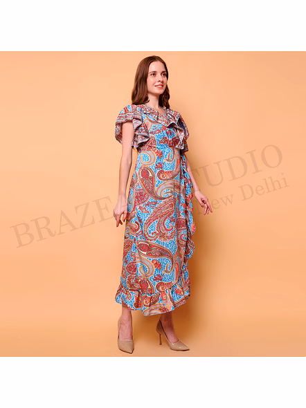Brazeal Studio Blue Paisley Printed Maxi Dress All Size Available Global Buyer Importer-3