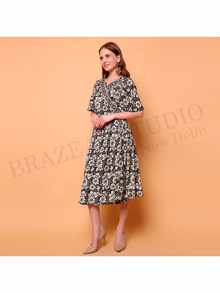 Brazeal Studio Black Floral Wrap Dress All Size Available Global Buyer Importer Dresses