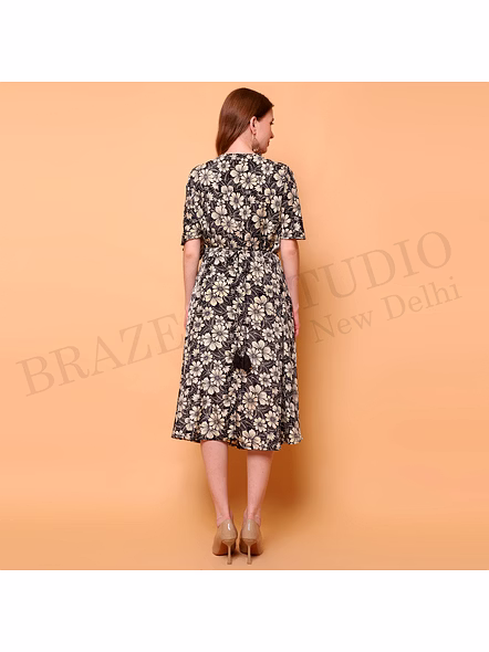 Brazeal Studio Black Floral Wrap Dress All Size Available Global Buyer Importer Dresses-3