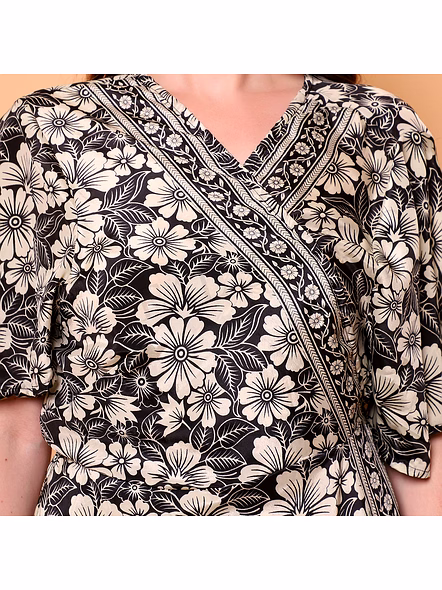 Brazeal Studio Black Floral Wrap Dress All Size Available Global Buyer Importer Dresses-4