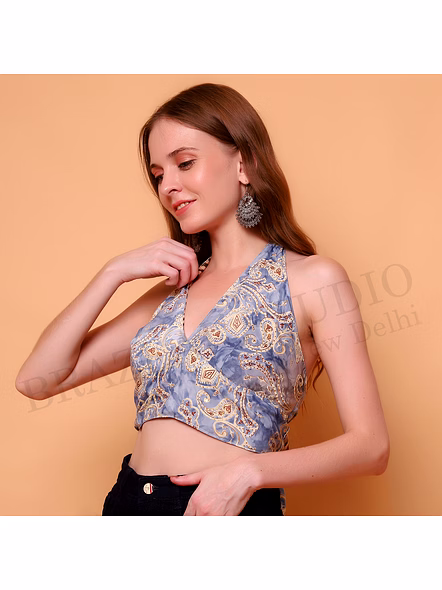 Brazeal Studio Grey Paisley Halter Crop Top All Size Available Global Buyer Importer-4