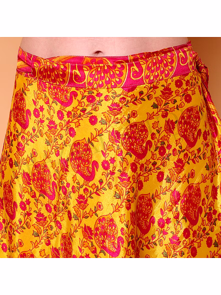 Brazeal Studio, Skirt, Yellow With Red Multicolor Ethnic Print, Long Skirt / Maxi Skirt-6