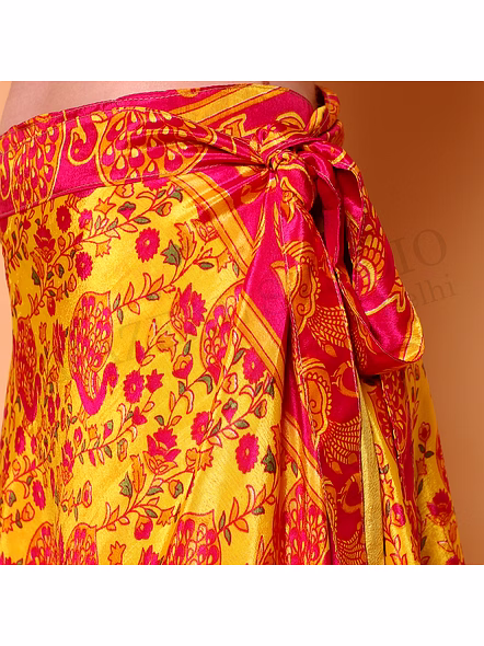 Brazeal Studio, Skirt, Yellow With Red Multicolor Ethnic Print, Long Skirt / Maxi Skirt-7