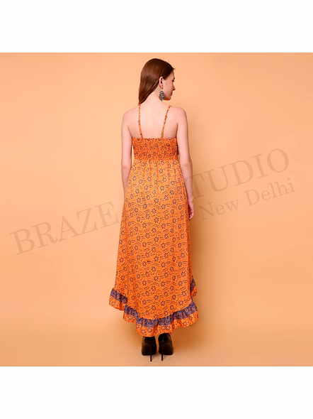 Brazeal Studio Orange Printed High Low Dress All Size Available Global Buyer Importer-4