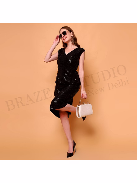 Brazeal Studio, Dresse, Black With Sequin Embellishment, Party Dress / Evening Dress-4