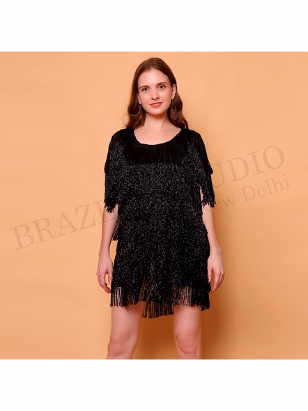 Brazeal Studio Black Fringe Party Mini Dress Women Evening Wear All Size Available Global Buyer Importer-5