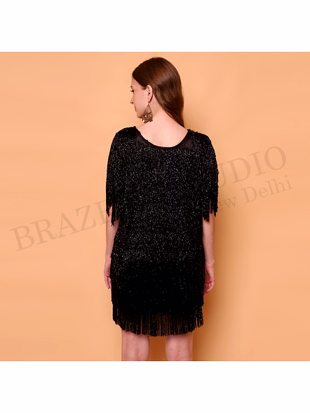 Brazeal Studio Black Fringe Party Mini Dress Women Evening Wear All Size Available Global Buyer Importer-6