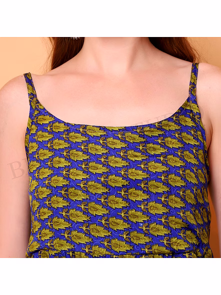 Brazeal Studio, Dresse, Blue With Contrasting Printed Motifs, Women’s Maxi Dress / Printed Summer Dress-3