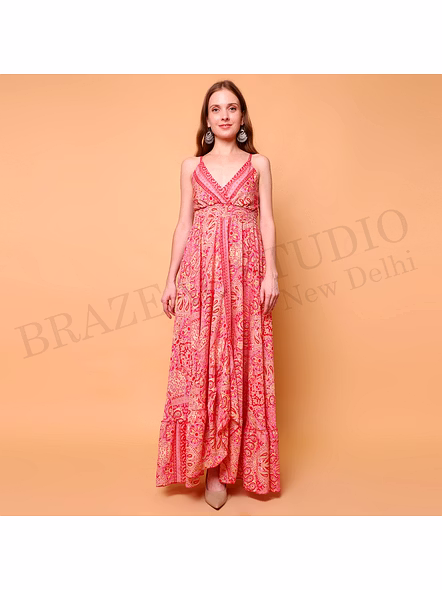 Brazeal Studio, Dresse, Pink (printed), Women’s Maxi Dress / Summer Printed Dress