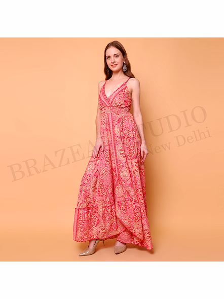 Brazeal Studio, Dresse, Pink (printed), Women’s Maxi Dress / Summer Printed Dress