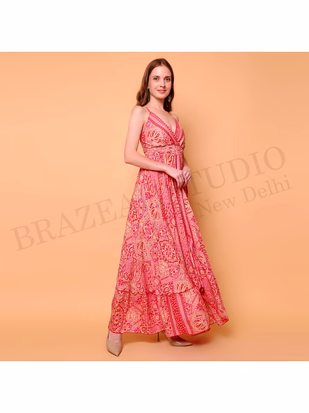 Brazeal Studio, Dresse, Pink (printed), Women’s Maxi Dress / Summer Printed Dress-2