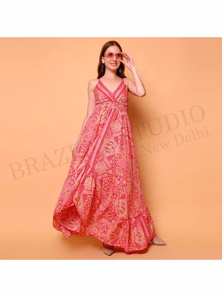 Brazeal Studio, Dresse, Pink (printed), Women’s Maxi Dress / Summer Printed Dress-5
