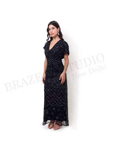 Brazeal Studio Black Sequin Maxi Dress All Size Available Global Buyer Importer Dresses-2