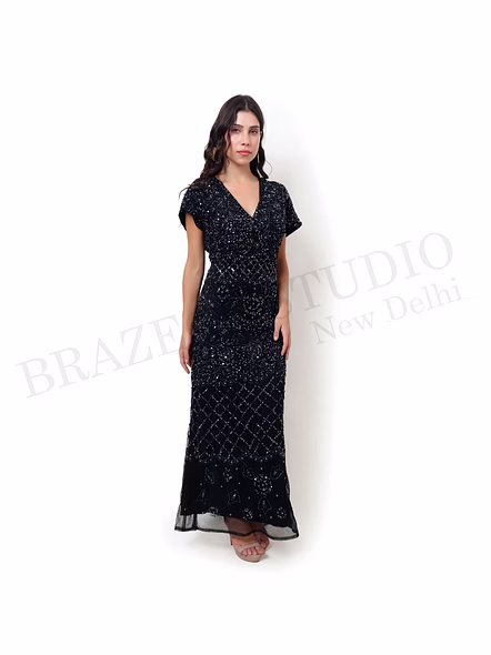 Brazeal Studio Black Sequin Maxi Dress All Size Available Global Buyer Importer Dresses-3