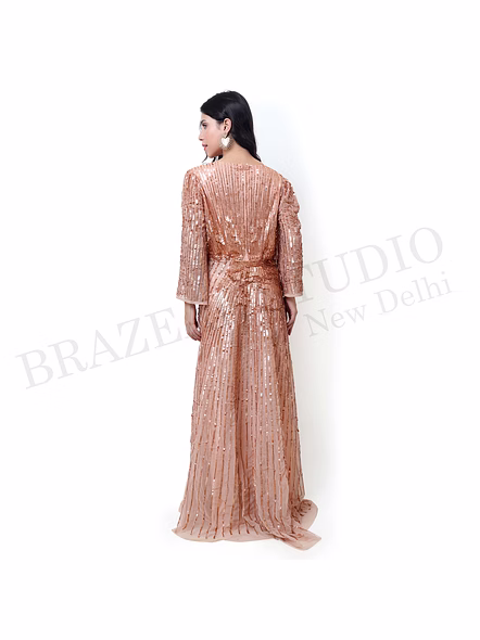 Brazeal Studio Rose Gold Sequin Maxi Gown All Size Available Global Buyer Importer