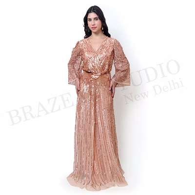 brazeal studio rose gold sequin maxi gown all size available global buyer importer