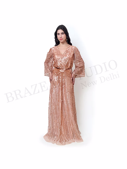 Brazeal Studio Rose Gold Sequin Maxi Gown All Size Available Global Buyer Importer