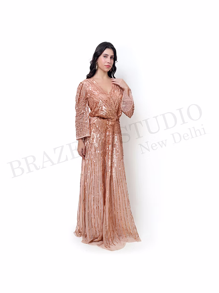 Brazeal Studio Rose Gold Sequin Maxi Gown All Size Available Global Buyer Importer-3