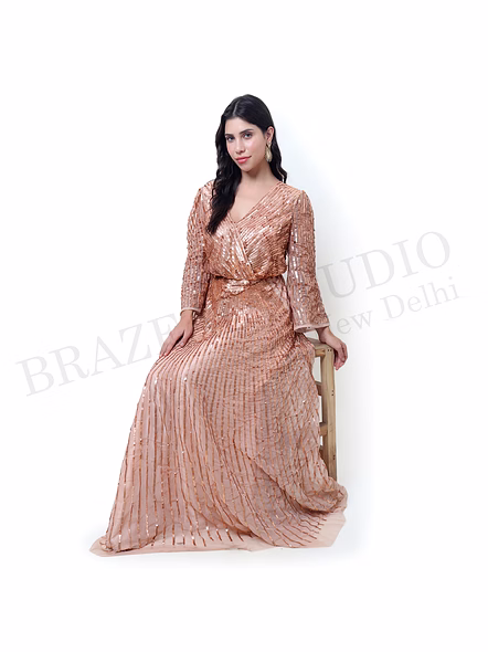 Brazeal Studio Rose Gold Sequin Maxi Gown All Size Available Global Buyer Importer-5