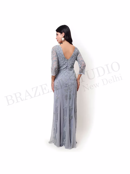 Brazeal Studio Silver Grey Embroidered Maxi Gown All Size Available Global Buyer Importer