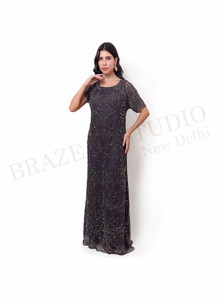 Brazeal Studio Charcoal Grey Embroidered Maxi Gown All Size Available Global Buyer Importer-2