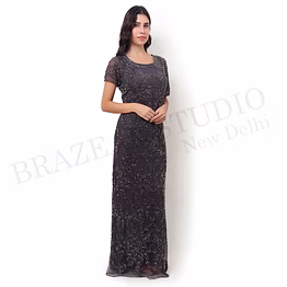 brazeal studio charcoal grey embroidered maxi gown all size available global buyer importer