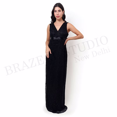 brazeal studio black sleeveless maxi gown all size available global buyer importer