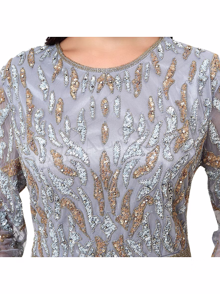 Brazeal Studio, Dresse, Grey With Silver And Gold Embellishment, Women’s Maxi Gown / Evening Dress-4