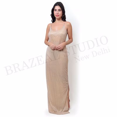 brazeal studio beige shimmer maxi dress all size available global buyer importer