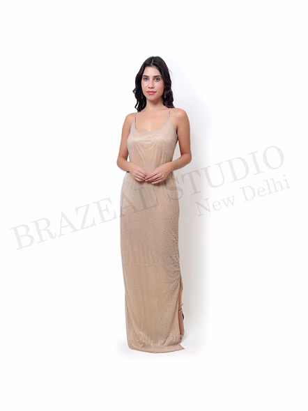 Brazeal Studio Beige Shimmer Maxi Dress All Size Available Global Buyer Importer